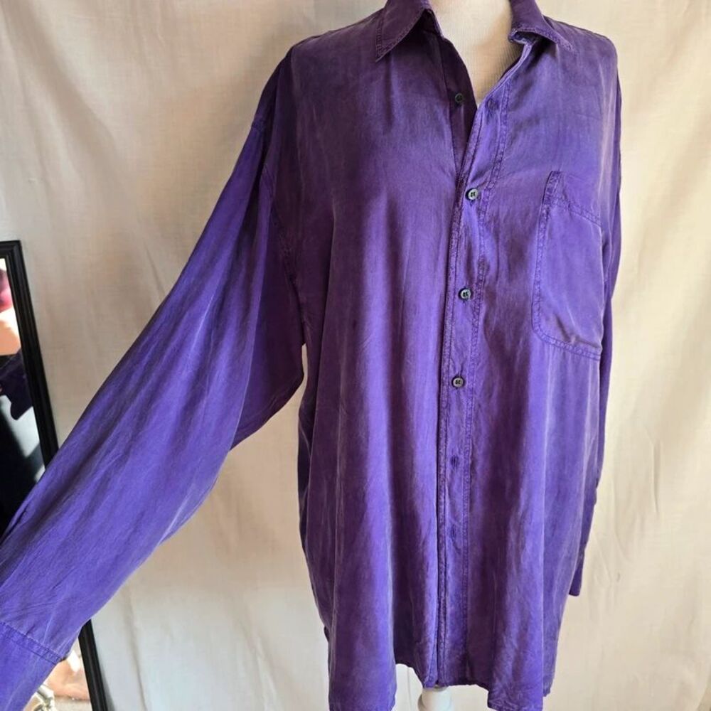 Vintage Gigolo 100% Silk Button Up Shirt Mens XL